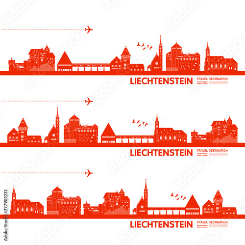 Liechtenstein travel destination grand vector illustration.