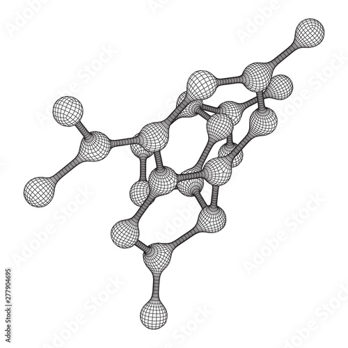 Wireframe Mesh Molecule. Connection Structure. Low poly vector illustration. Science and medical healthcare concept