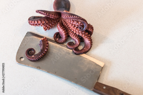 Oktopus, gekocht mit Beil photo