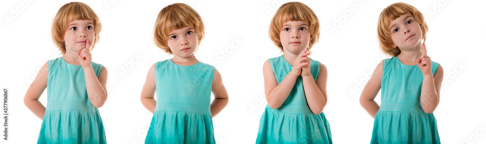 childhood and people concept - set of lovely little preschool girl isolated childhood and people concept - set of lovely little preschool girl isolated
