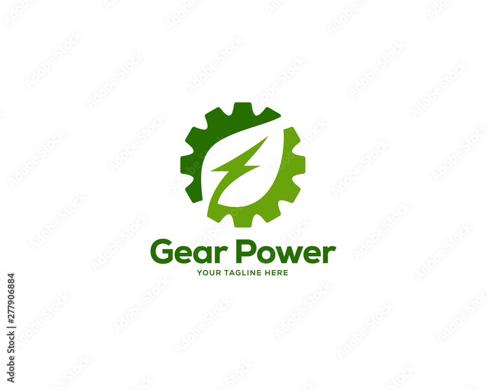 eco power logo design template, creative gear logo design vector