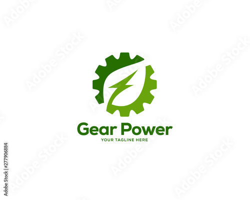 eco power logo design template, creative gear logo design vector