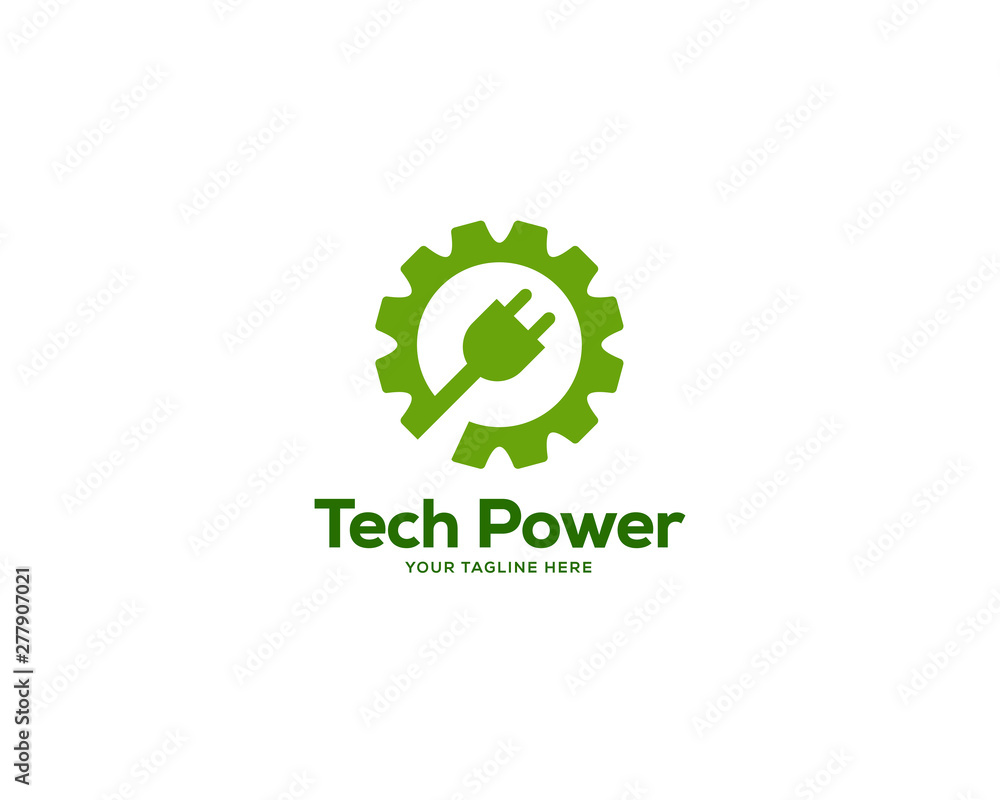 eco power logo design template, creative gear logo design vector eco power logo design template, creative gear logo design vector