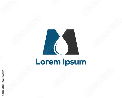 plumbing logo design template with combination inital letter m