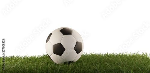 soccer ball green soccer field isolated 3d-illustration © wetzkaz