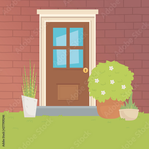 Traditional house door design vector illustrator