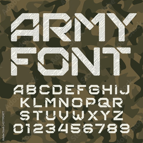 Billede på lærred Army alphabet typeface