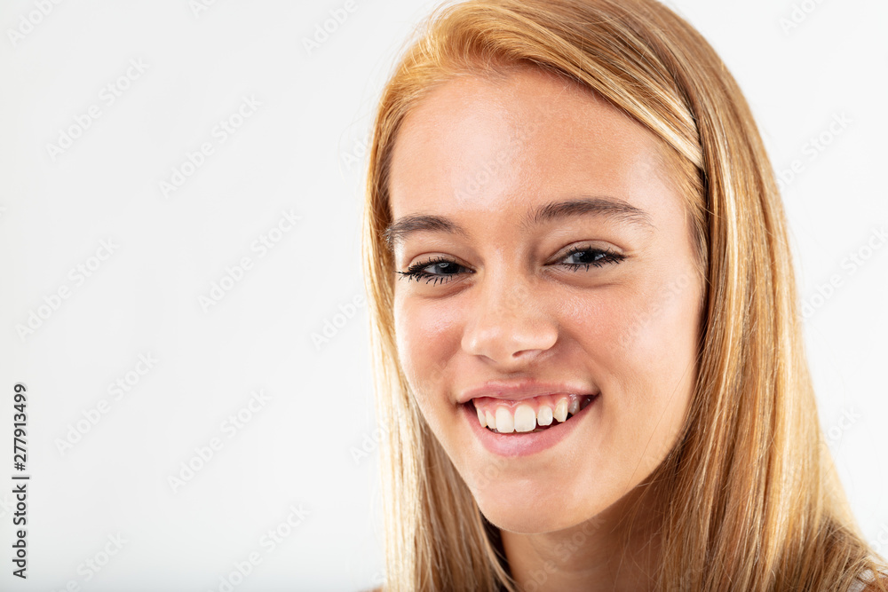 Happy smiling young woman isolated on white Happy smiling young woman isolated on white