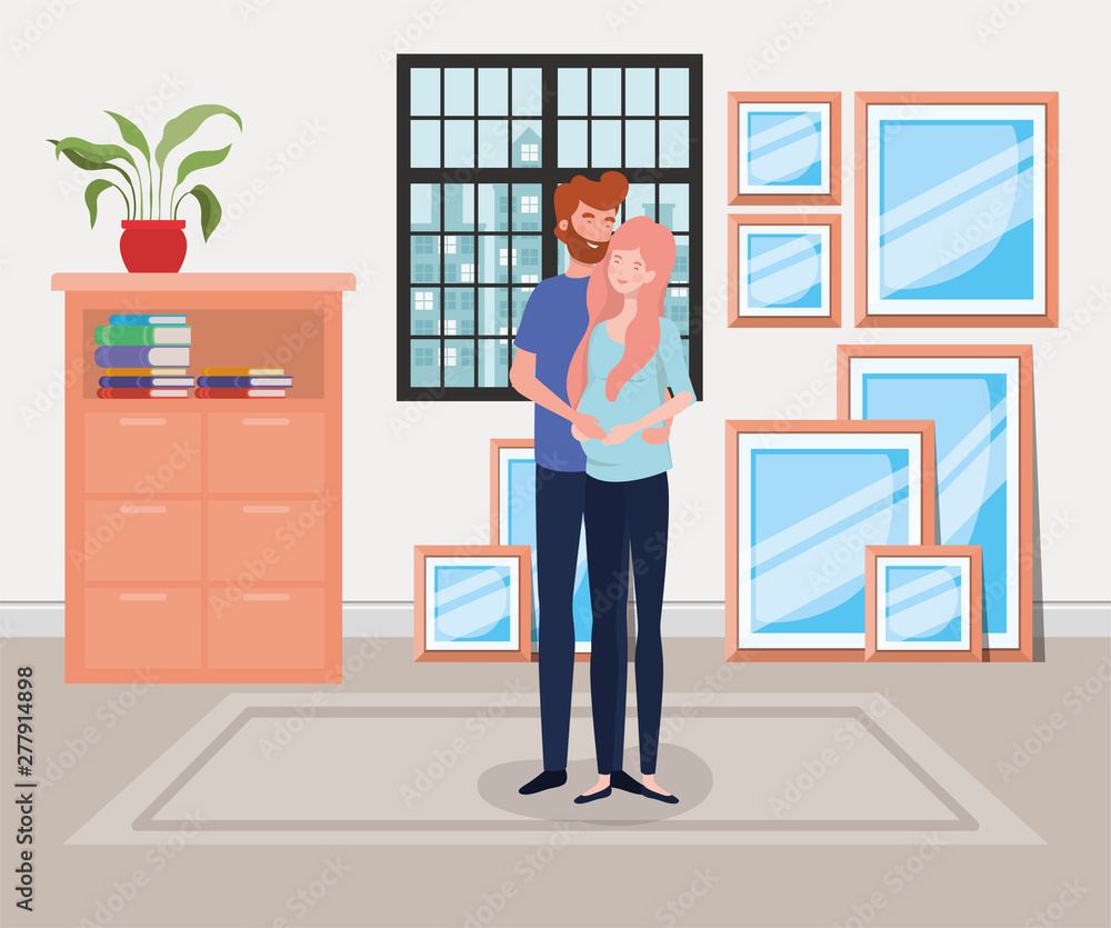 Fototapeta premium pregnancy couple in house place