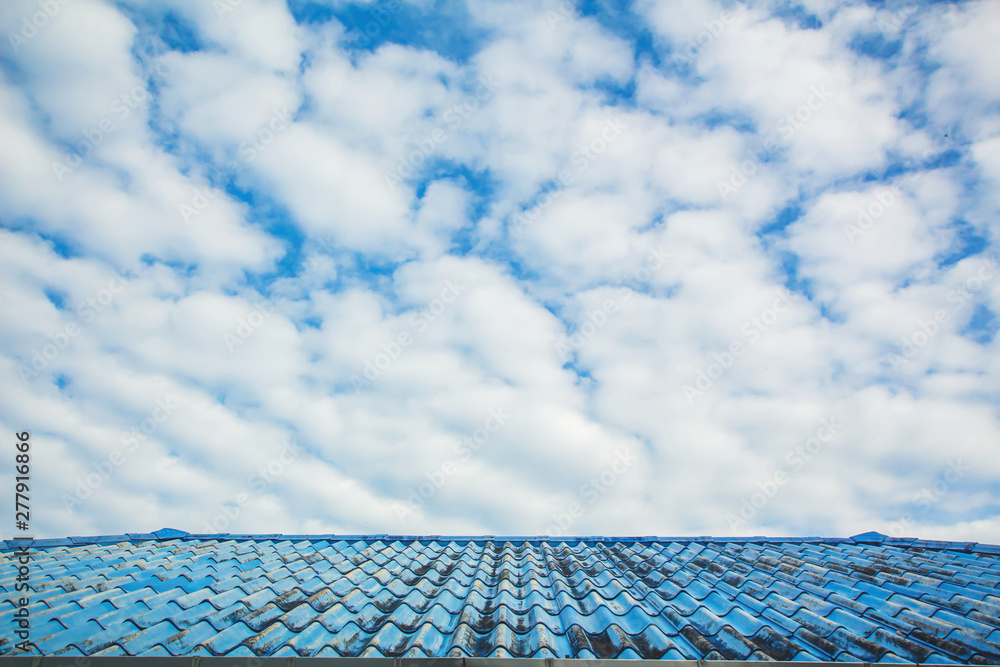Background sky morning cloud Roof Tiles ,Bright in Phuket Thailand Background sky morning cloud Roof Tiles ,Bright in Phuket Thailand