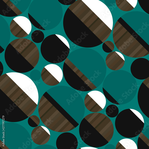 Green circle and disc vintage 50s seamless pattern