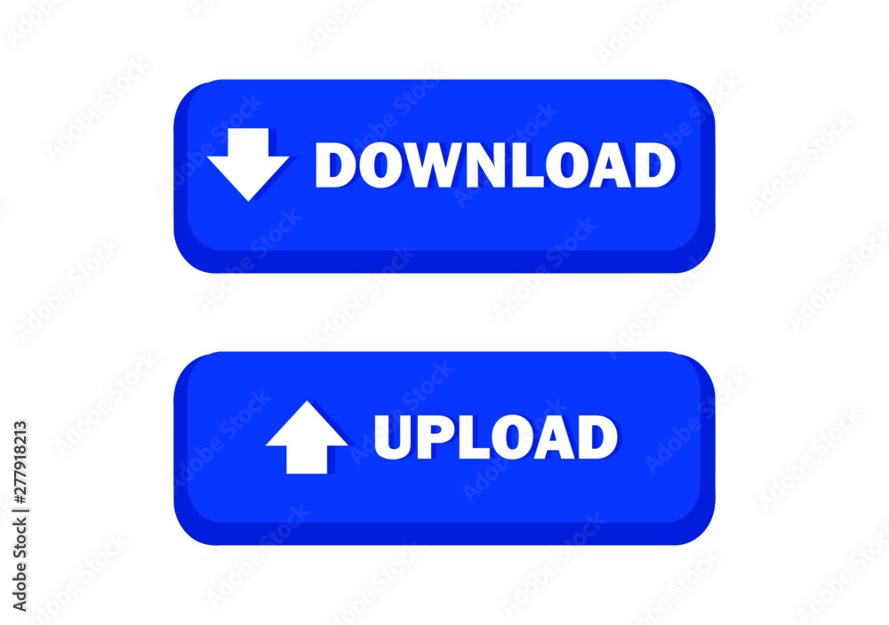blue button download and upload set for web. isolated vector. blue button download and upload set for web. isolated vector.