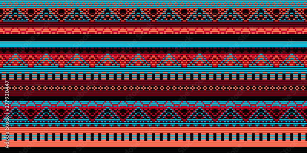 Seamless vector carpet. Folk ornament in the style of embroidery. Pixel decorative pattern for textiles. orange, pink, blue colors Seamless vector carpet. Folk ornament in the style of embroidery. Pixel decorative pattern for textiles. orange, pink, blue colors
