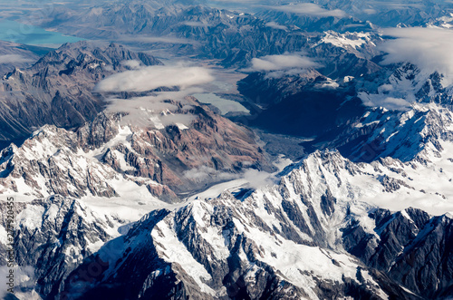 Southern Alps is a mountain range extending along much of the length of New Zealand's South Island and you can see tasman glacier is the largest Glacier in New Zealand