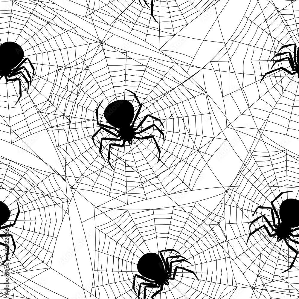 Obraz premium Seamless pattern with black widow spiders.