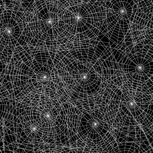 Spider web silhouette Halloween seamless pattern.