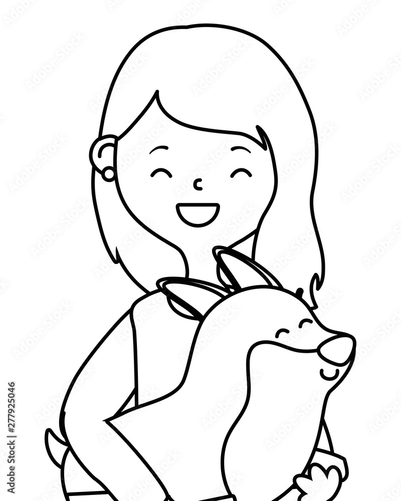Girl with dog cartoon design Girl with dog cartoon design