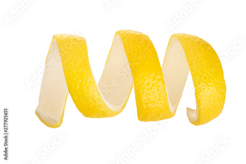 Lemon peel isolated on white background without a shadow. Healthy food