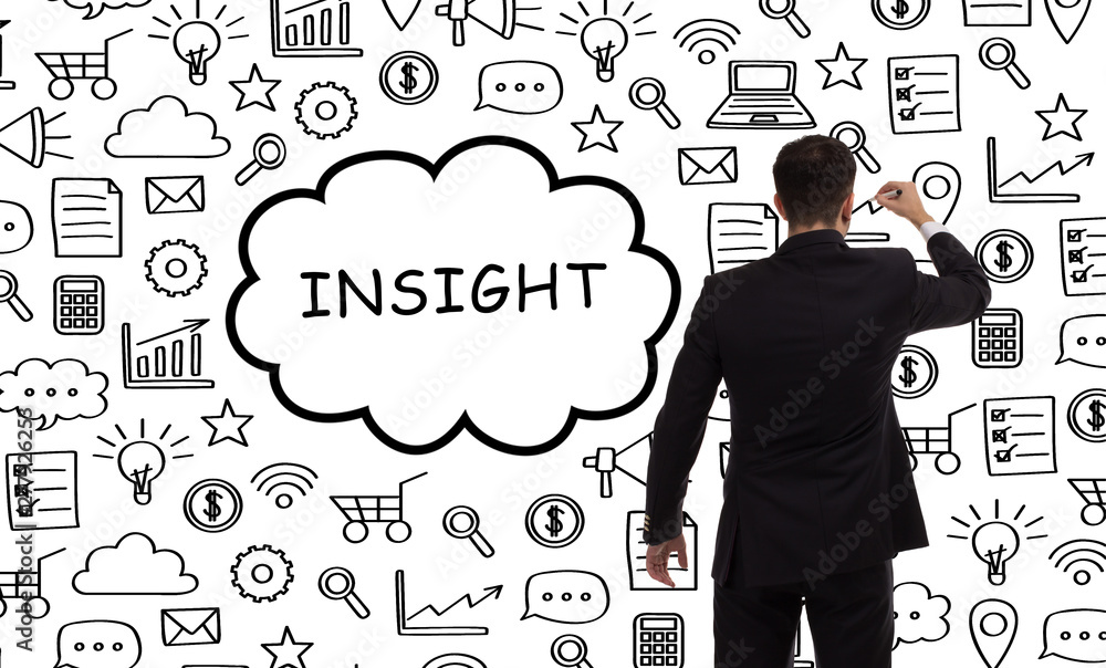 Business, technology, internet and networking concept. Young entrepreneur showing keyword: Insight Business, technology, internet and networking concept. Young entrepreneur showing keyword: Insight