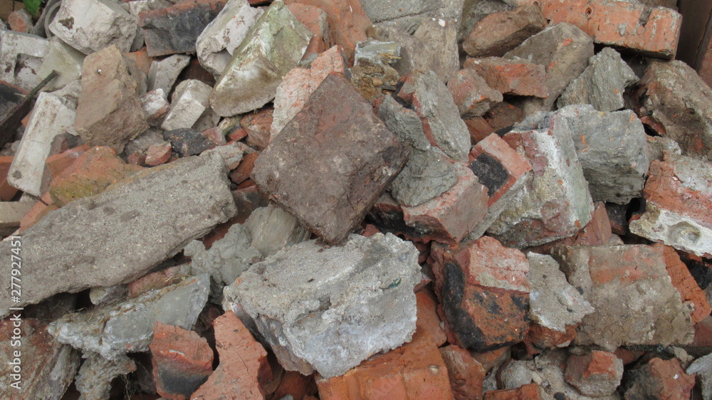 background of broken bricks and stone for construction background of broken bricks and stone for construction