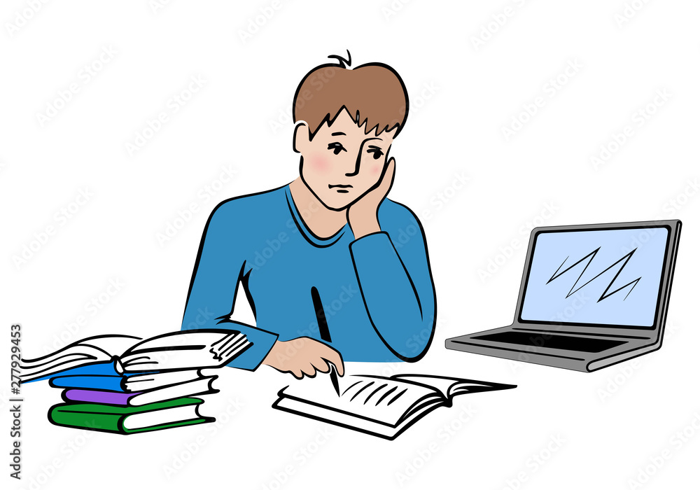 Back to school. Cute little school boy writing in notebook. School child sitting with laptop at table. Educational ideas concept vector illustration. Back to school. Cute little school boy writing in notebook. School child sitting with laptop at table. Educational ideas concept vector illustration.