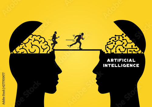 A man's head fills with artificial intelligence