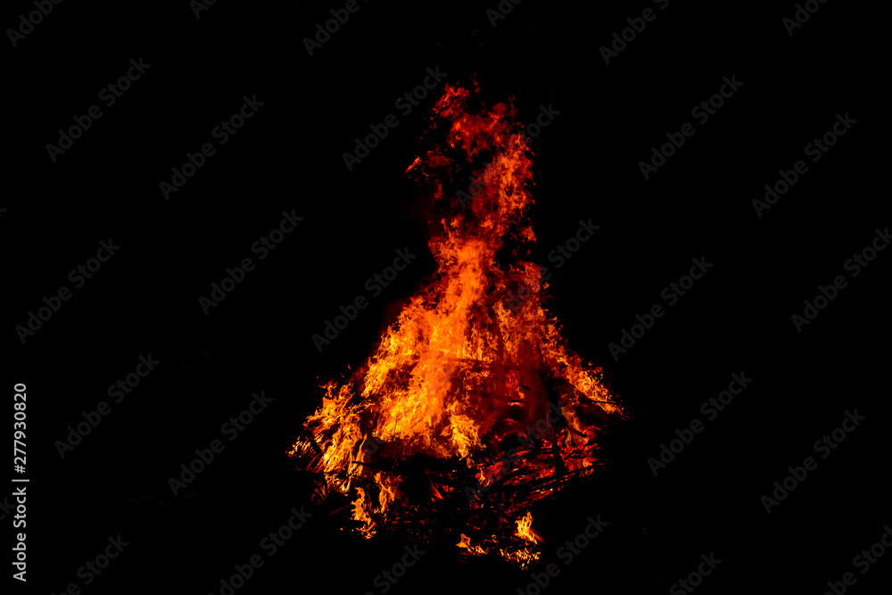 Bonfire Works with graphic creators. on black background light, The collection of fire. Suitable for use in the design, editing, decoration, use on both print and website.