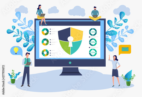 Image of cyber security concept. Illustrates the idea of cybersecurity or privacy. Vector colorful illustration