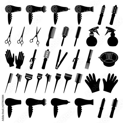 37 black and white hairdresser tools