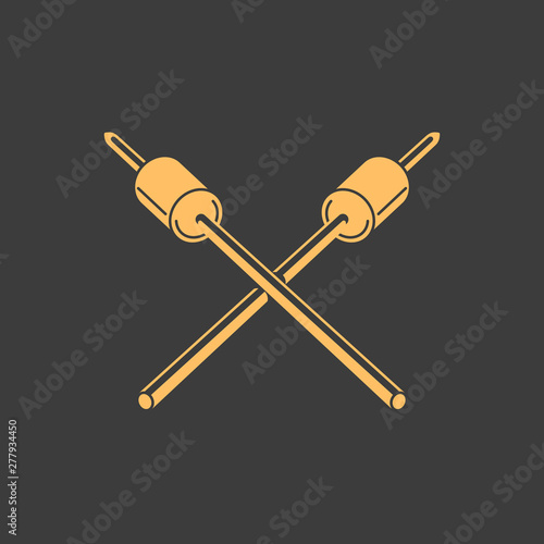Marshmallow on stick hand drawn flat color vector