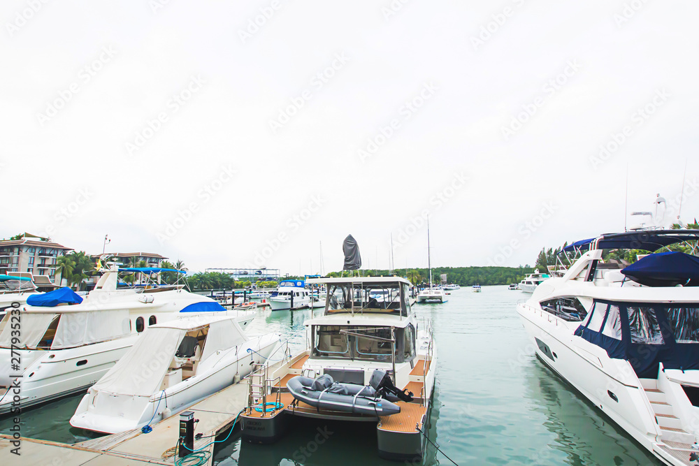 Fototapeta premium Royal Phuket Marina tourism and generalr,It is the most beautiful port,Can go to many islands, such as James Bond Island,Phi Phi,Koh Hong,Heaven of Andaman in Phuket Thailand,12 June 2018.