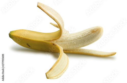 plátano abierto con piel. open banana with skin.