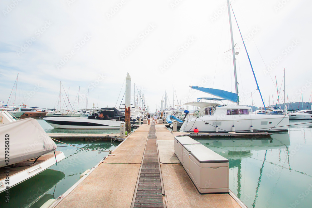 Fototapeta premium Por Bay Port Marina Grande to Koh Tachai,Koh Phra thong,To the Koh Surin Ko Panyi,He leaned,Tourist port Phang Nga Bay National Park,Major tourist attractions.January 5, 2018 Phuket Thailand.