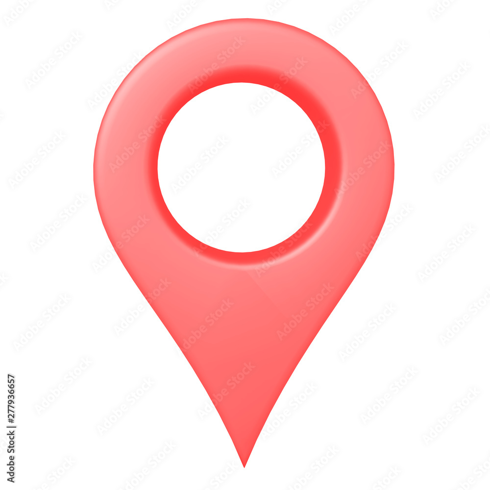 3D Rendering of front facing red location pin 3D Rendering of front facing red location pin