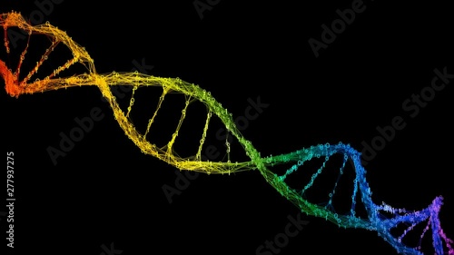 Isolated abstract iridescent rainbow binary digital plexus DNA molecule structure research visuals biology biotechnology chemistry science cosmetics medical dashboard colorful Seamless Loop alpha photo