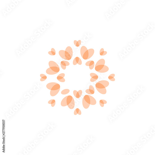 Beauty of nature icon. Butterfly wings shaped rose petals. Concept design for spa and organic cosmetics, fashion and yoga salon. Isolated vector round logo concept. Tender pink color logotype.