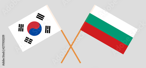 South Korea and Bulgaria. Crossed Korean and Bulgarian flags