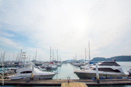 Por Bay Port Marina Grande to Koh Tachai,Koh Phra thong,To the Koh Surin Ko Panyi,He leaned,Tourist port Phang Nga Bay National Park,Major tourist attractions.January 5, 2018 Phuket Thailand. photo