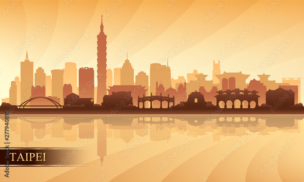 Naklejka premium Taipei city skyline silhouette background