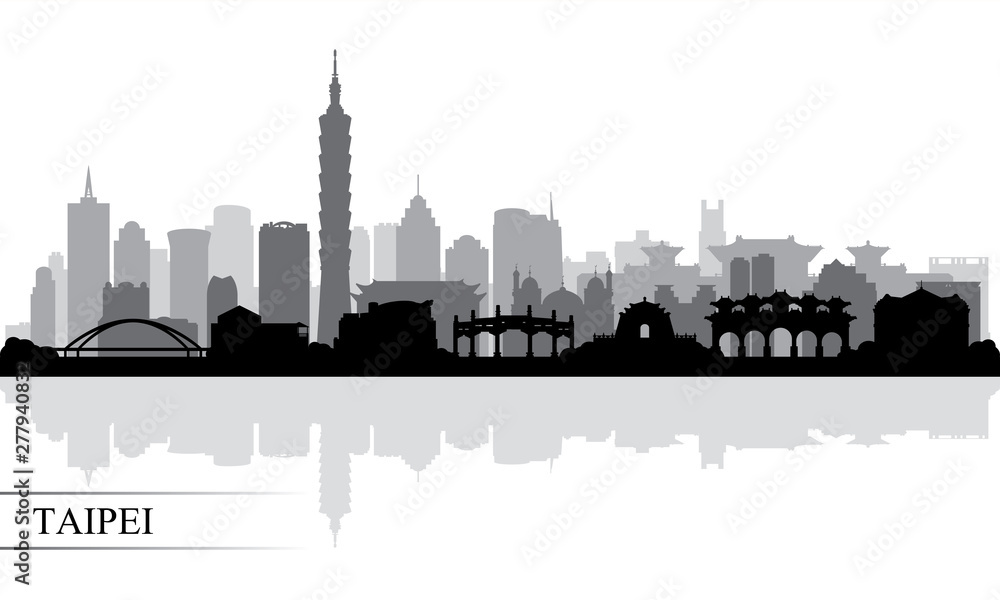 Fototapeta premium Tło sylwetka panoramę miasta Tajpej