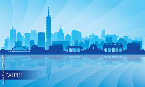 Taipei city skyline silhouette background