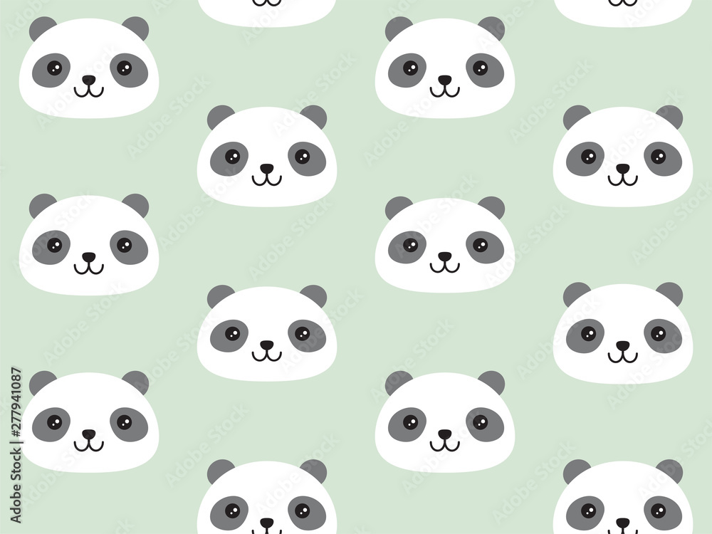 Cute panda pattern in cute kawaii style. Vector seamless background in flat graphic style. Cute panda pattern in cute kawaii style. Vector seamless background in flat graphic style.