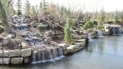 3 Waterfalls flowing into a pond 