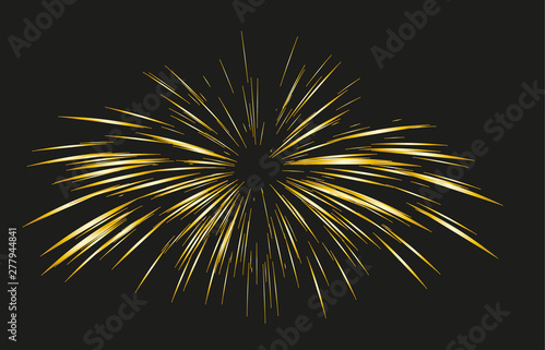 Gold Fireworks drawn by lines.