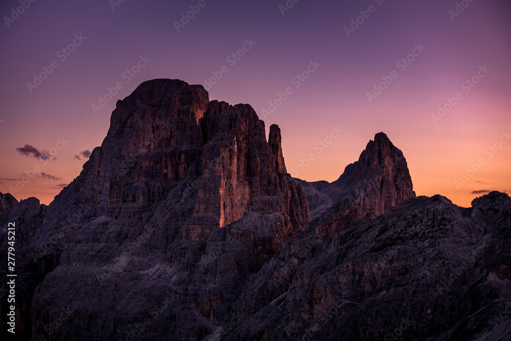 Cima Cantinaccio 2981m after the sunset (Italy)