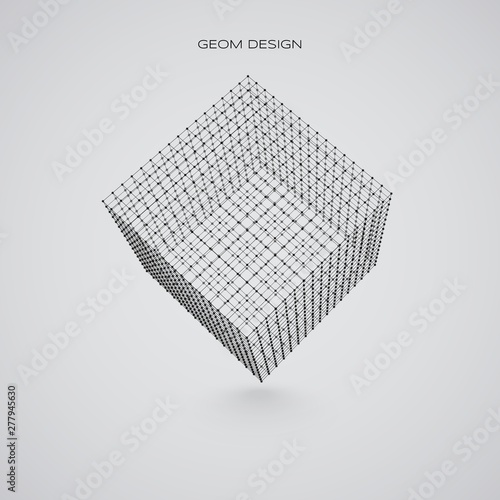 3d wireframe cube. Vector illustration. Technology abstract Illustration.