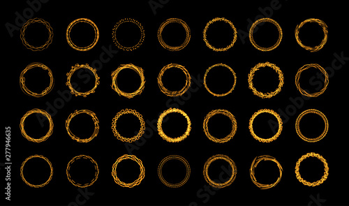 Round frames set. Rings of lines, like trees branch or bird's nest. Magic mystery abstract rings collection. Isolated vector illustration.