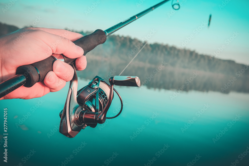 Fishing on the lake. Spinning and lure Fishing on the lake. Spinning and lure