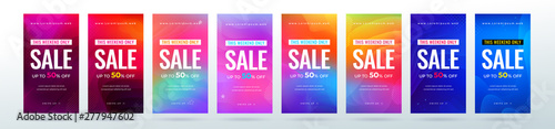 Set of dynamic modern fluid sale banners for social media stories sale, web page, mobile phone. Sale banner template design special offer set.