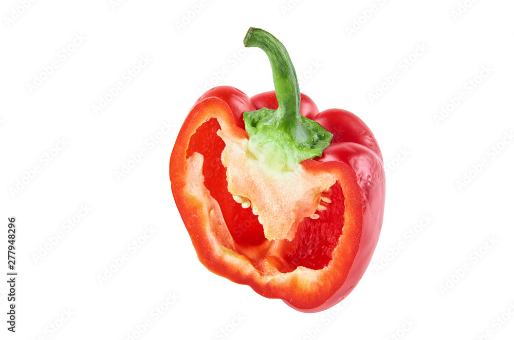 Fresh sliced pepper isolated on white background. Background of organic food. Fresh sliced pepper isolated on white background. Background of organic food.